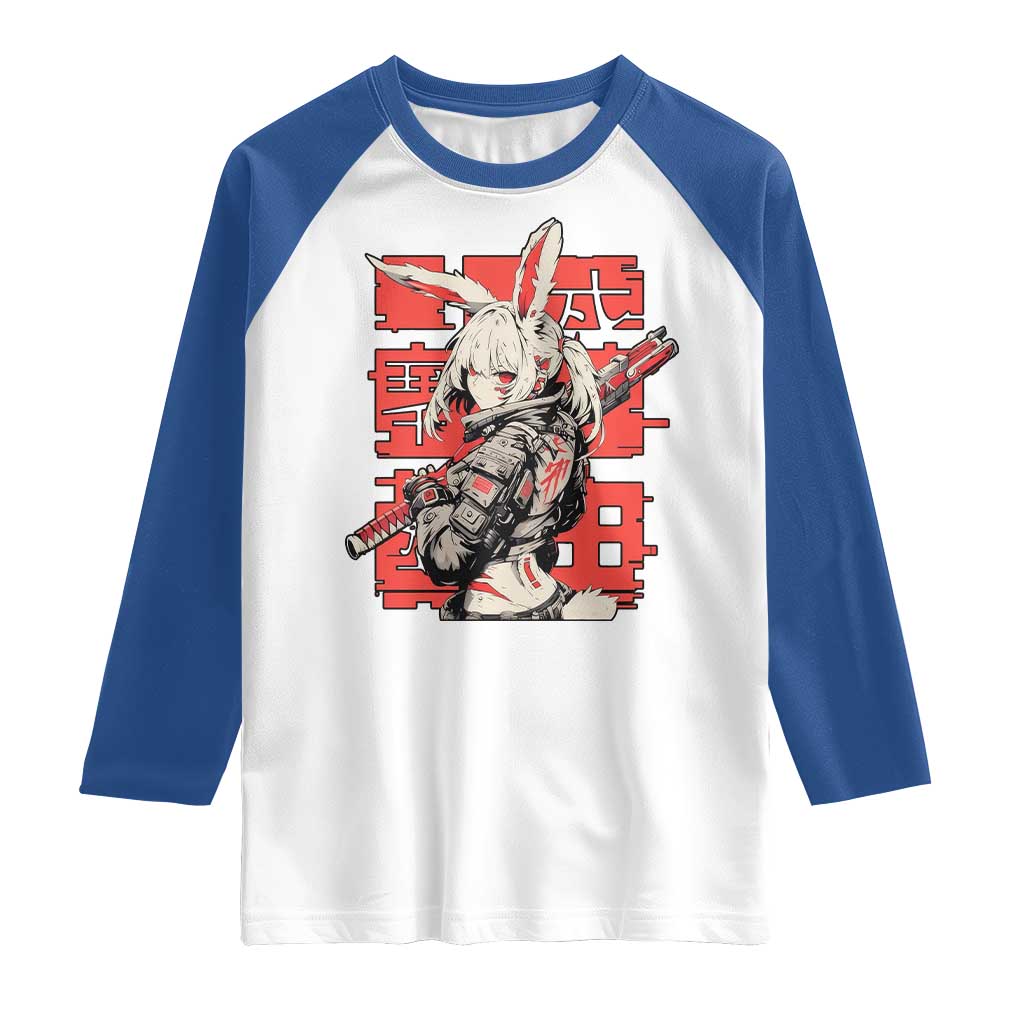 Anime Manga Cyberpunk Raglan Shirt Techwear Harajuku Style Bunny Girl