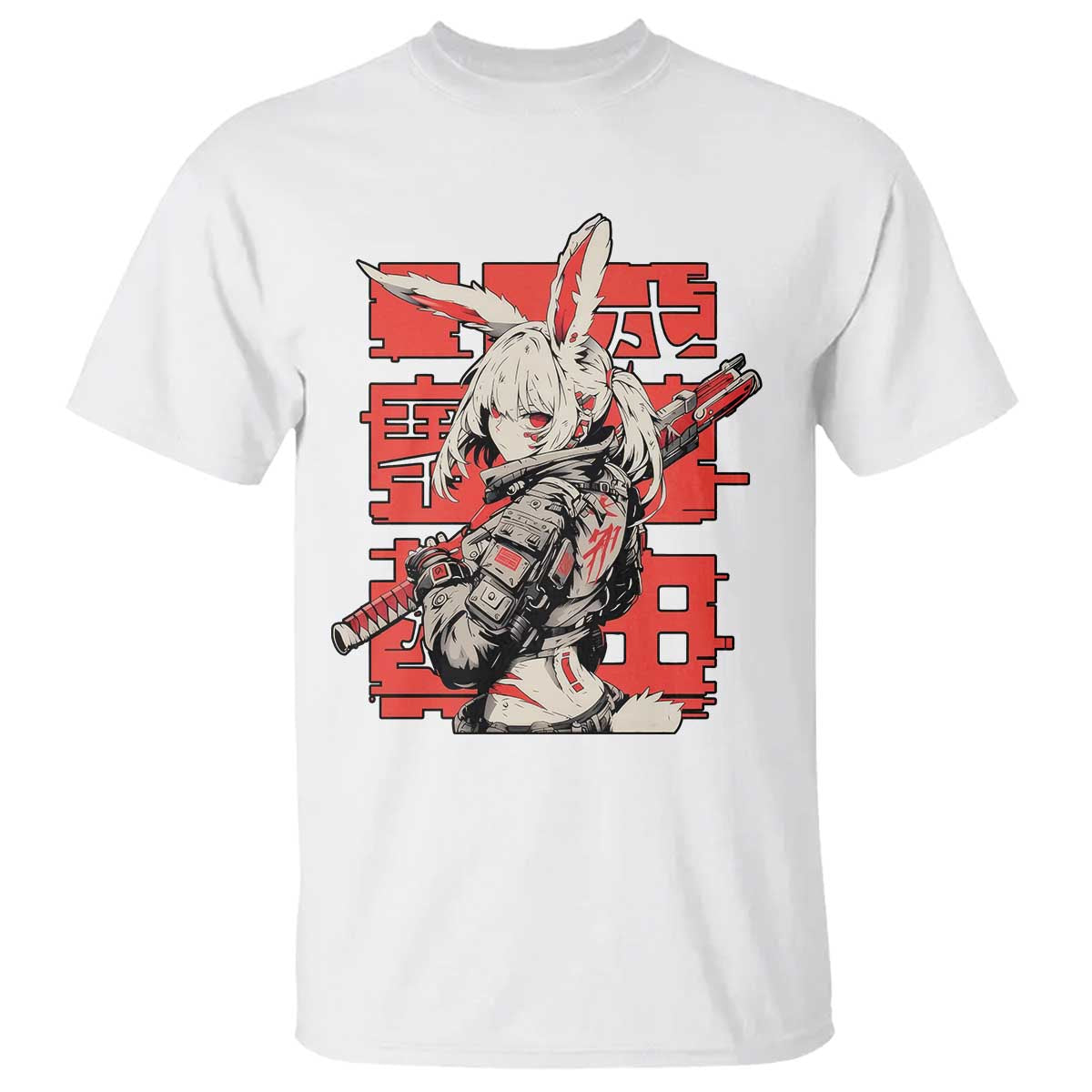 Anime Manga Cyberpunk T Shirt Techwear Harajuku Style Bunny Girl - Wonder Print Shop