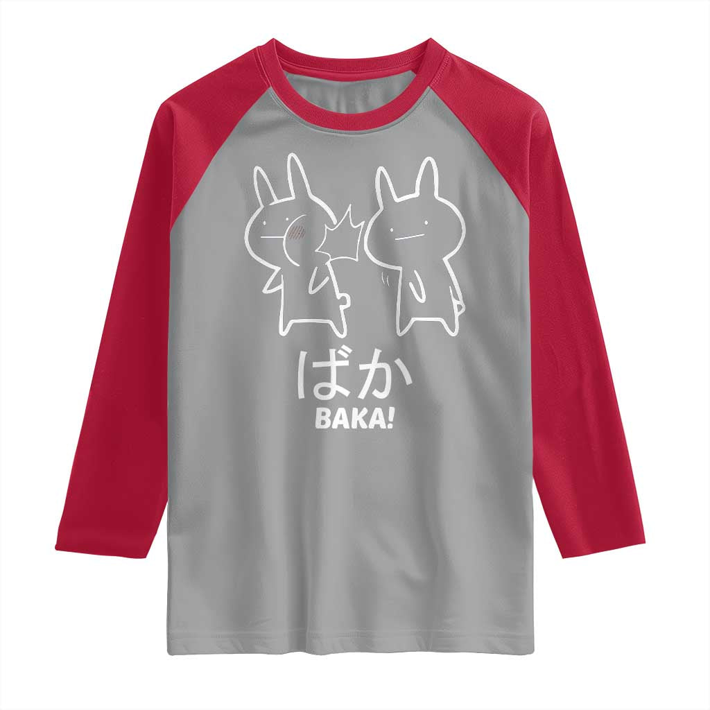 Funny Japanese Baka Raglan Shirt Foolish Humorous Dumb Sarcasm Anime Manga Otaku