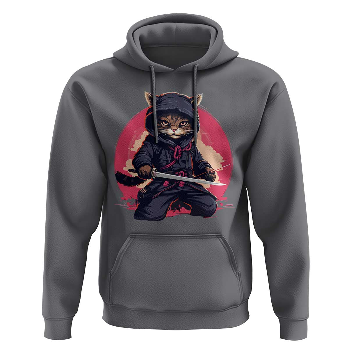Japanese Ninja Cat Hoodie Ancient Japan Warrior Samurai Tattoo Kawaii Vintage
