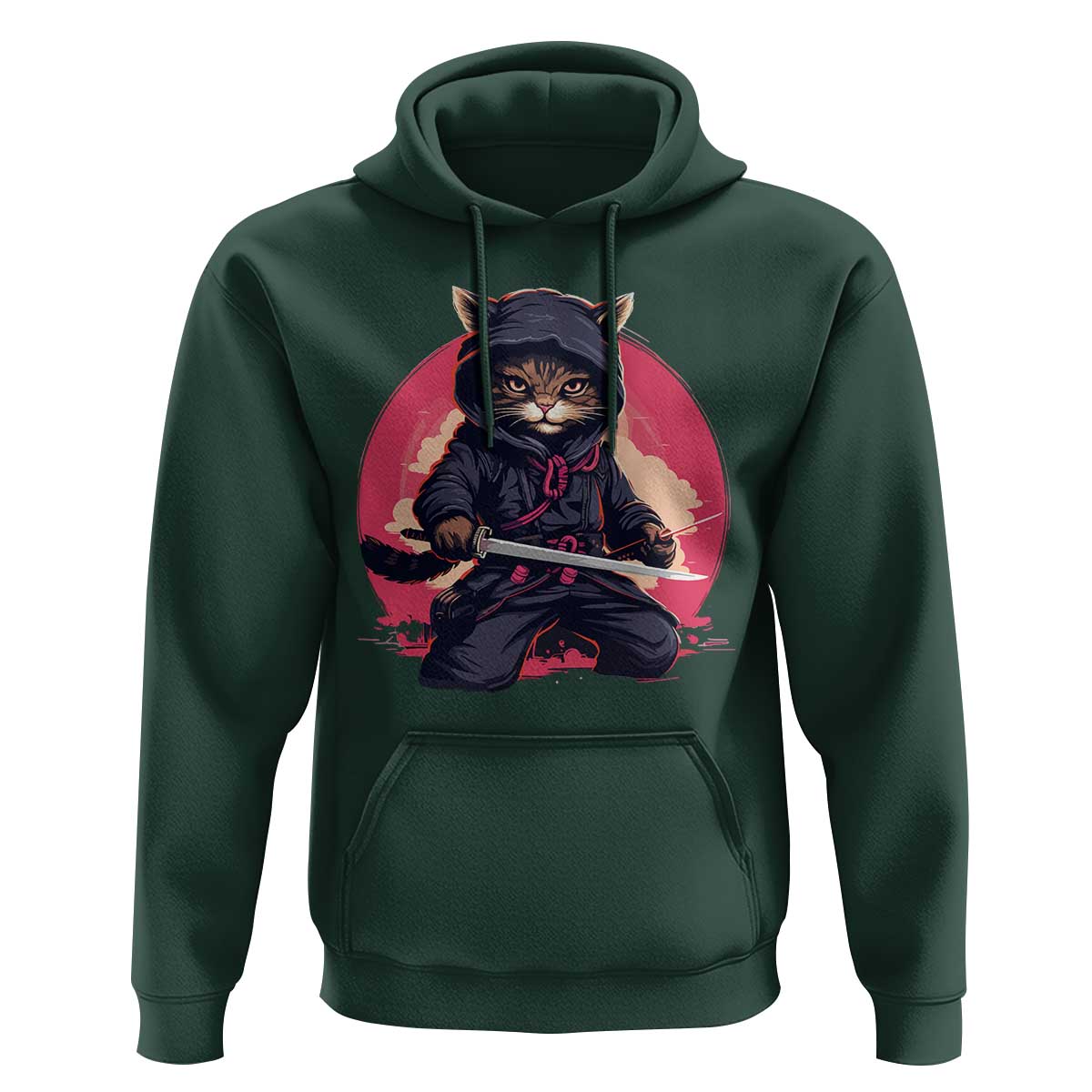 Japanese Ninja Cat Hoodie Ancient Japan Warrior Samurai Tattoo Kawaii Vintage