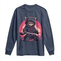 Japanese Ninja Cat Long Sleeve Shirt Ancient Japan Warrior Samurai Tattoo Kawaii Vintage