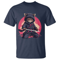 Japanese Ninja Cat T Shirt Ancient Japan Warrior Samurai Tattoo Kawaii Vintage - Wonder Print Shop