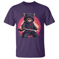 Japanese Ninja Cat T Shirt Ancient Japan Warrior Samurai Tattoo Kawaii Vintage - Wonder Print Shop