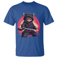 Japanese Ninja Cat T Shirt Ancient Japan Warrior Samurai Tattoo Kawaii Vintage - Wonder Print Shop
