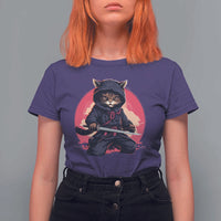 Japanese Ninja Cat T Shirt For Women Ancient Japan Warrior Samurai Tattoo Kawaii Vintage - Wonder Print Shop