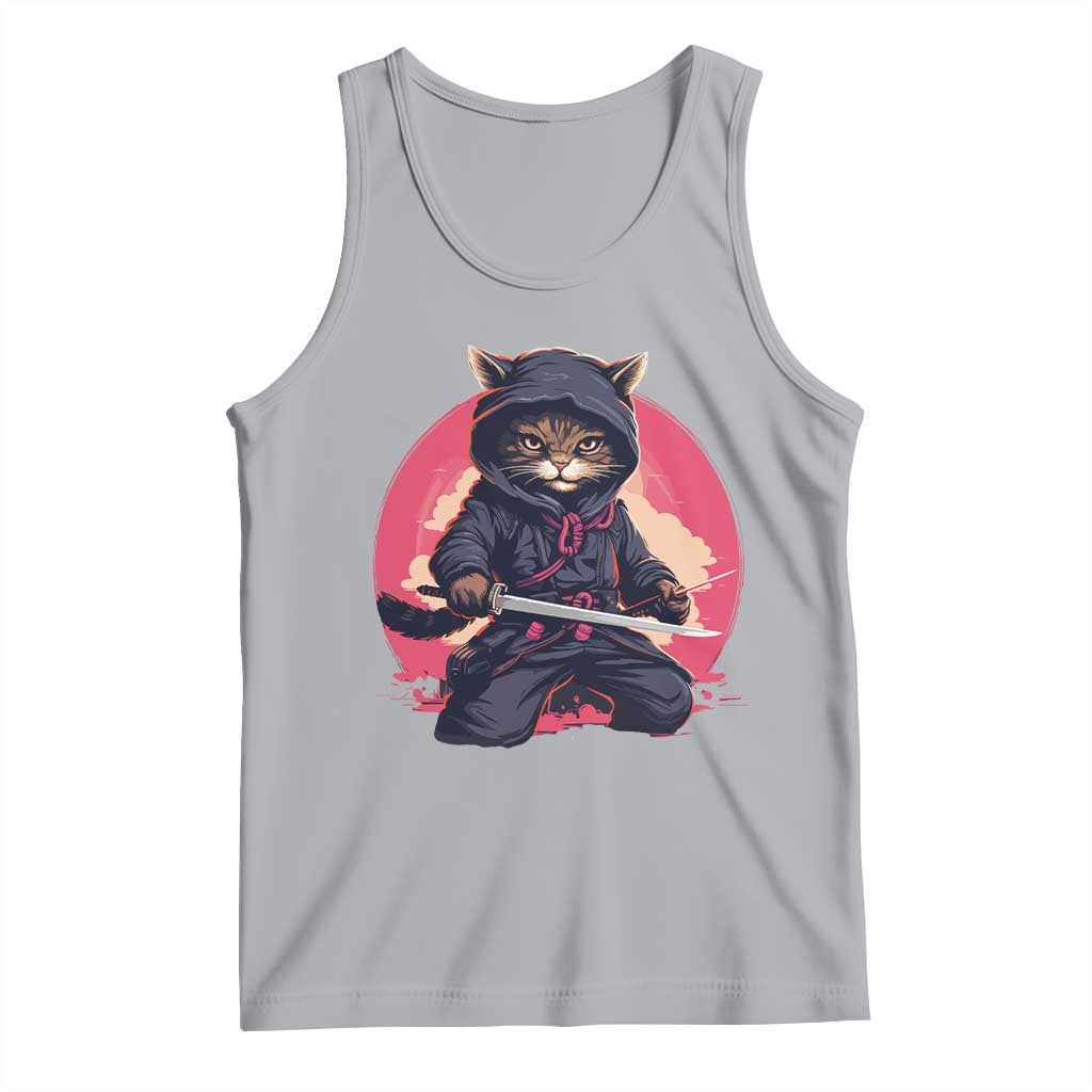 Japanese Ninja Cat Tank Top Ancient Japan Warrior Samurai Tattoo Kawaii Vintage