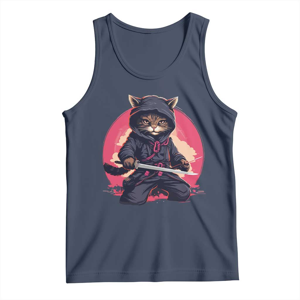 Japanese Ninja Cat Tank Top Ancient Japan Warrior Samurai Tattoo Kawaii Vintage