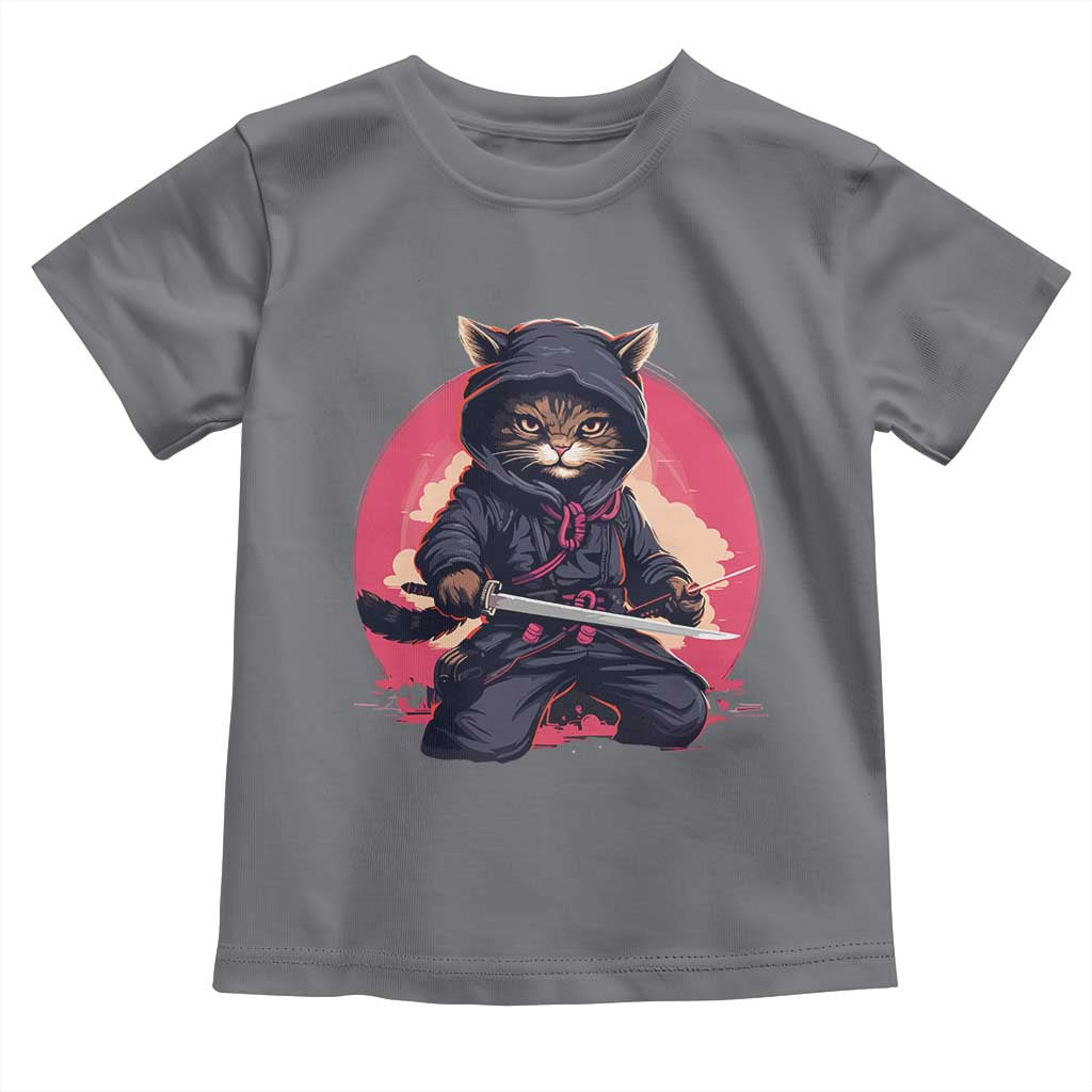 Japanese Ninja Cat Toddler T Shirt Ancient Japan Warrior Samurai Tattoo Kawaii Vintage