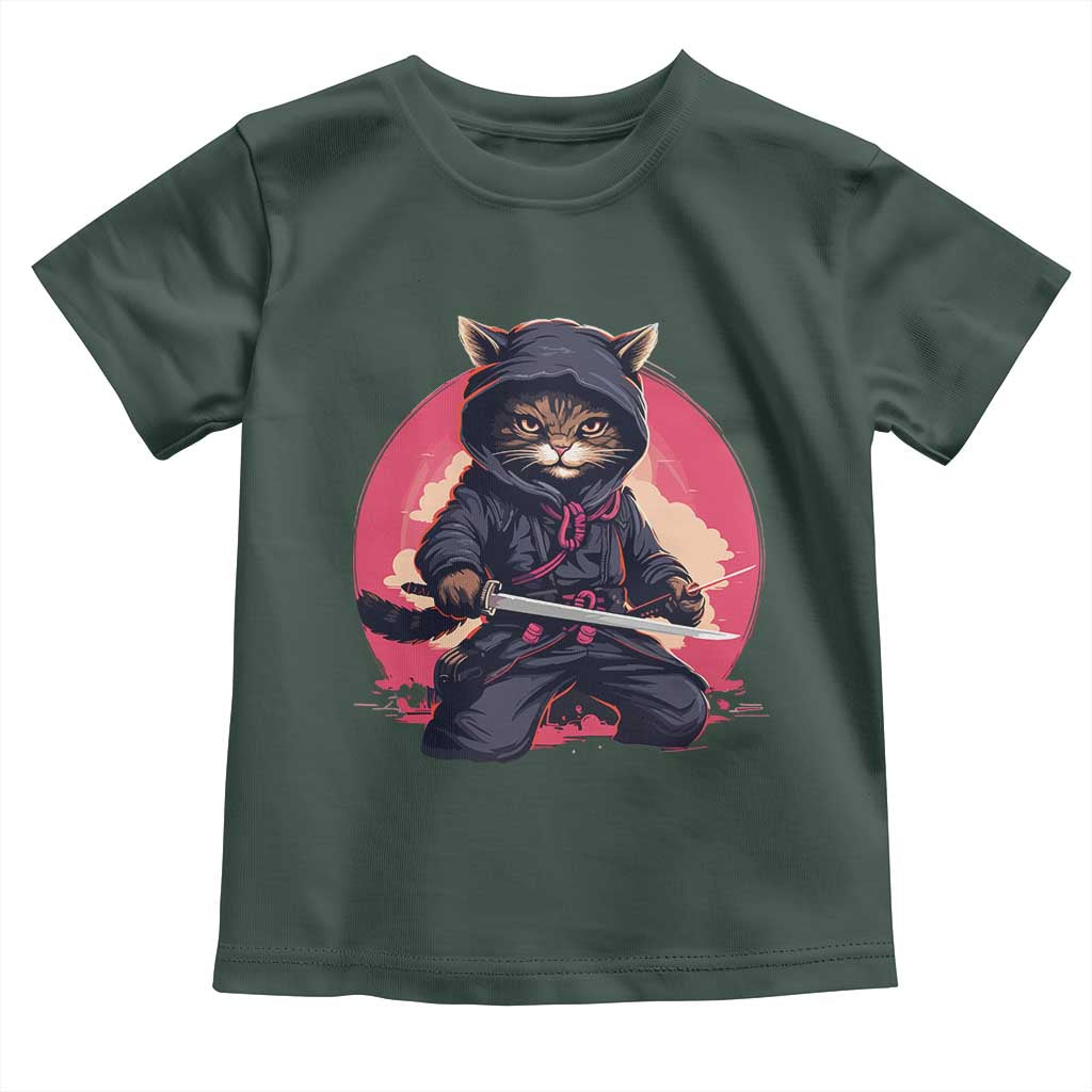 Japanese Ninja Cat Toddler T Shirt Ancient Japan Warrior Samurai Tattoo Kawaii Vintage