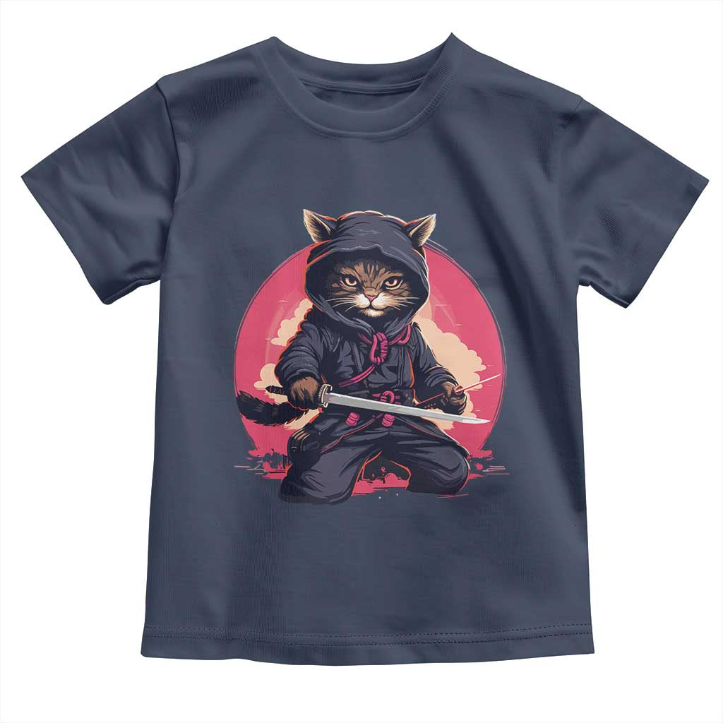 Japanese Ninja Cat Toddler T Shirt Ancient Japan Warrior Samurai Tattoo Kawaii Vintage