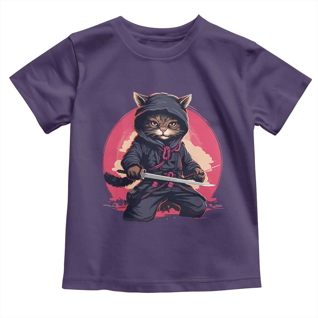 Japanese Ninja Cat Toddler T Shirt Ancient Japan Warrior Samurai Tattoo Kawaii Vintage