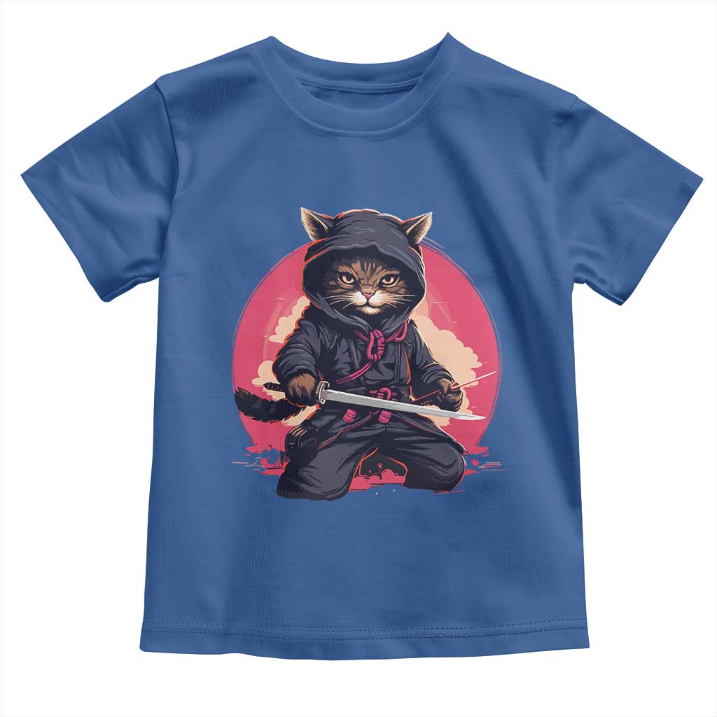 Japanese Ninja Cat Toddler T Shirt Ancient Japan Warrior Samurai Tattoo Kawaii Vintage