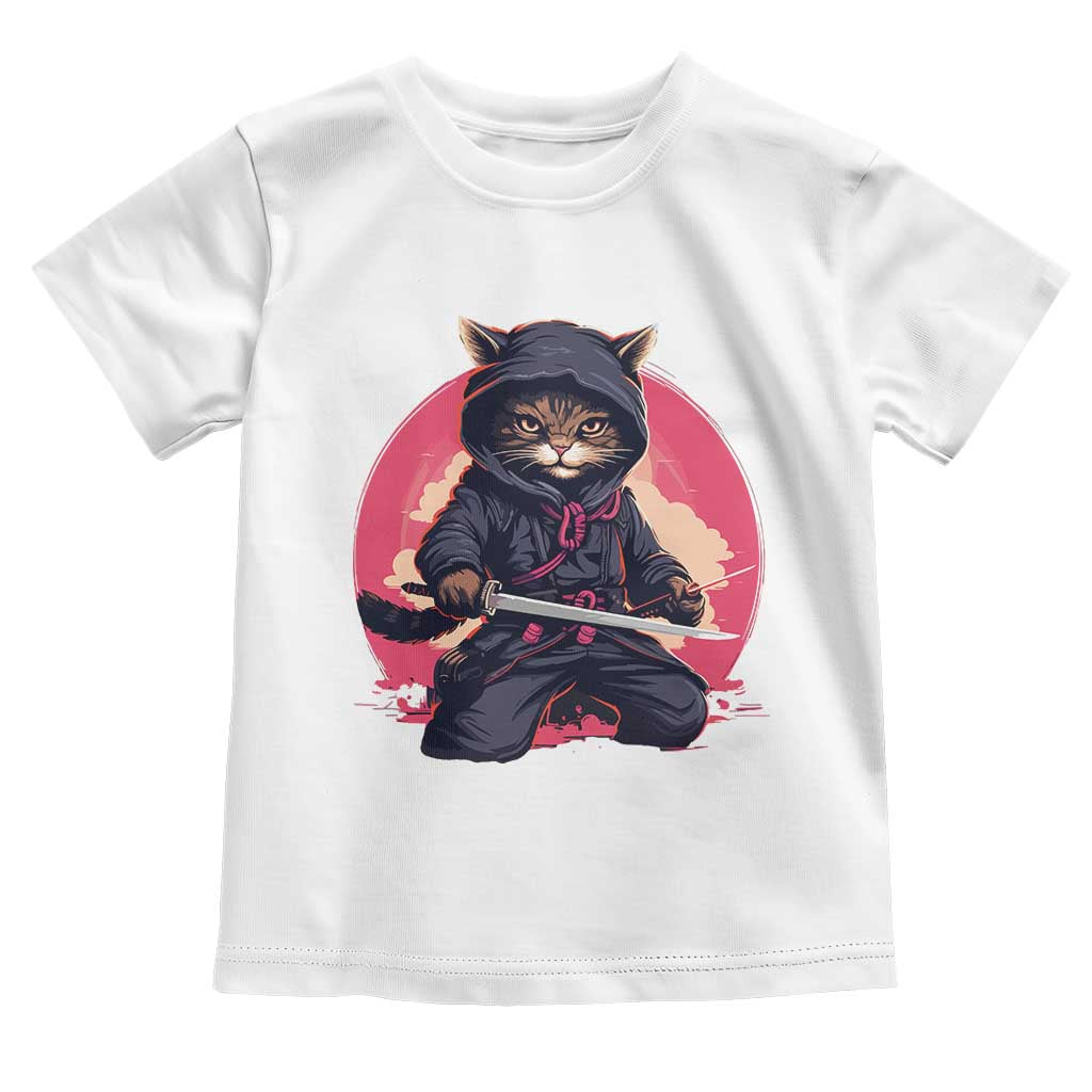 Japanese Ninja Cat Toddler T Shirt Ancient Japan Warrior Samurai Tattoo Kawaii Vintage