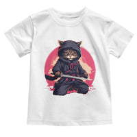 Japanese Ninja Cat Toddler T Shirt Ancient Japan Warrior Samurai Tattoo Kawaii Vintage
