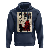 Japanese Gothic Kawaii Anime Samurai Cat Hoodie Japan Female Bushido Graphic With Kanji Retro Vintage