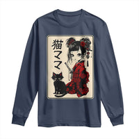 Japanese Gothic Kawaii Anime Samurai Cat Long Sleeve Shirt Japan Female Bushido Graphic With Kanji Retro Vintage