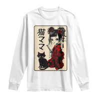 Japanese Gothic Kawaii Anime Samurai Cat Long Sleeve Shirt Japan Female Bushido Graphic With Kanji Retro Vintage