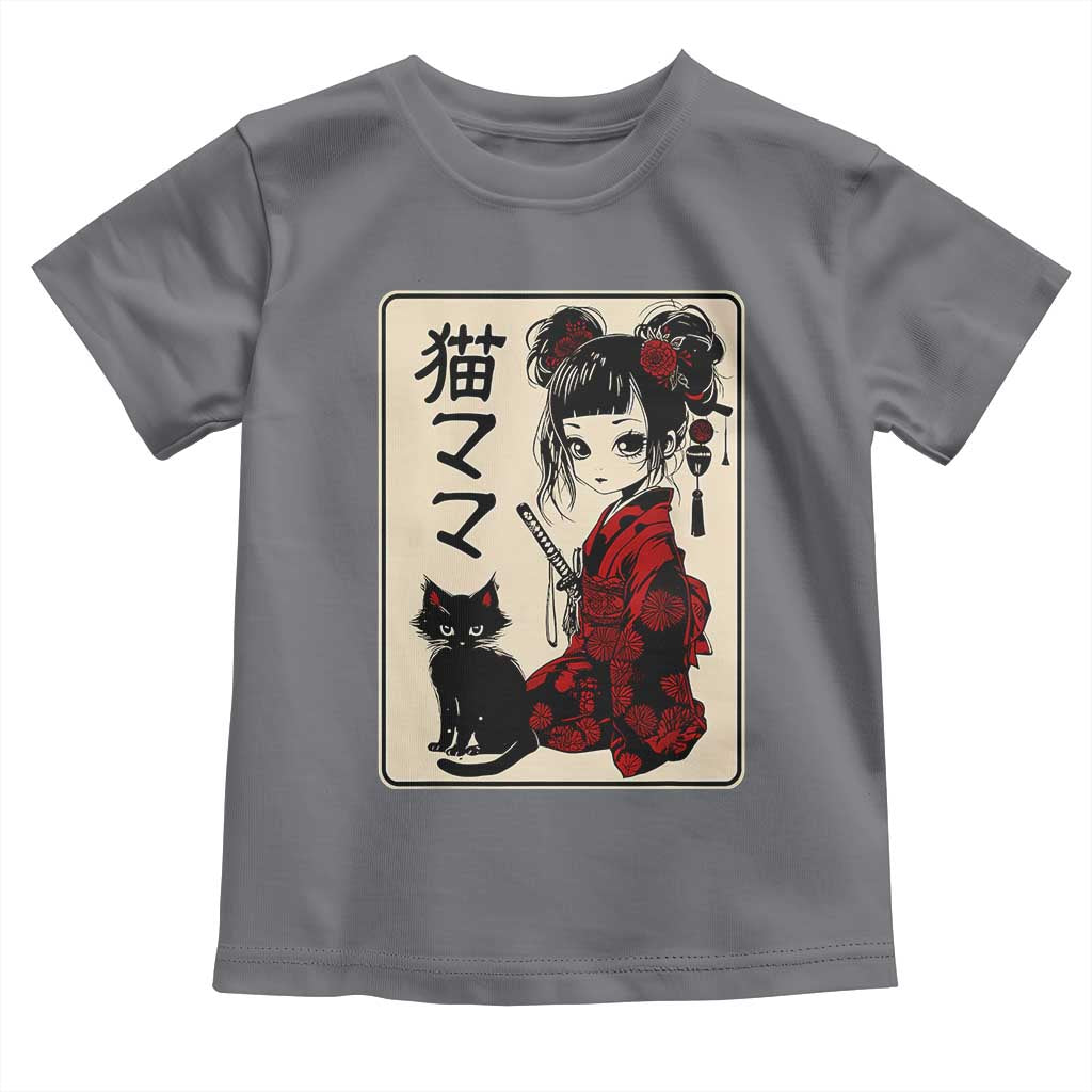 Japanese Gothic Kawaii Anime Samurai Cat Toddler T Shirt Japan Female Bushido Graphic With Kanji Retro Vintage