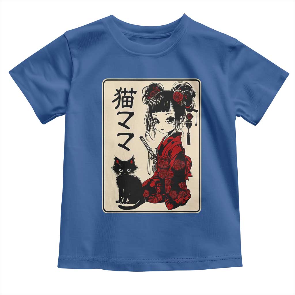 Japanese Gothic Kawaii Anime Samurai Cat Toddler T Shirt Japan Female Bushido Graphic With Kanji Retro Vintage