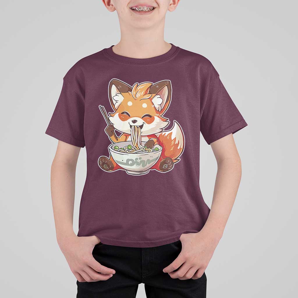 Kawaii Fox Ramen Japanese T Shirt For Kid Japanese Anime Otaku Manga Cute Graphic - Wonder Print Shop