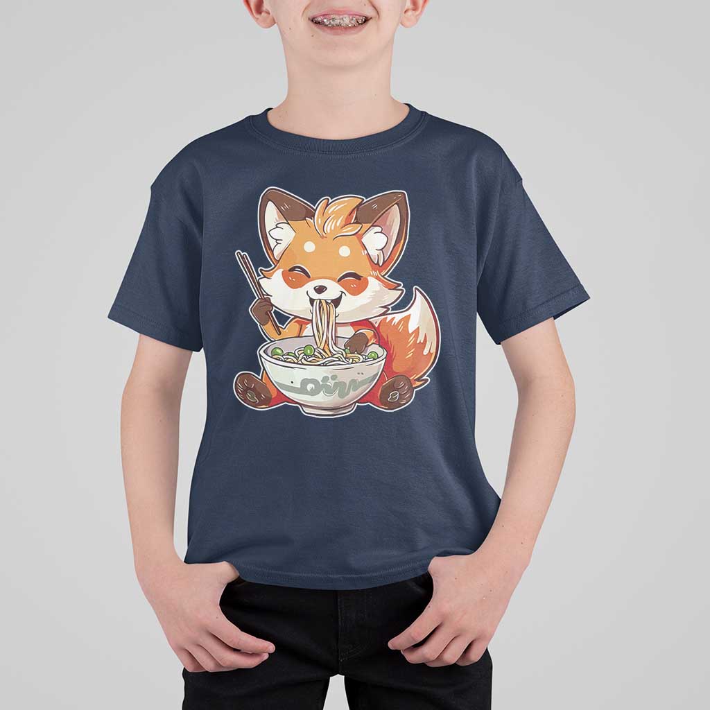 Kawaii Fox Ramen Japanese T Shirt For Kid Japanese Anime Otaku Manga Cute Graphic - Wonder Print Shop