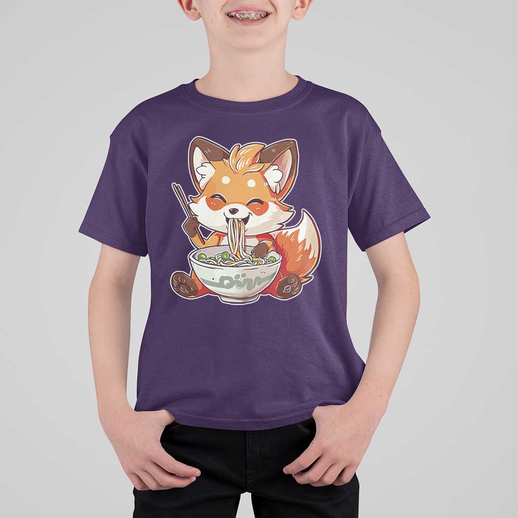 Kawaii Fox Ramen Japanese T Shirt For Kid Japanese Anime Otaku Manga Cute Graphic - Wonder Print Shop