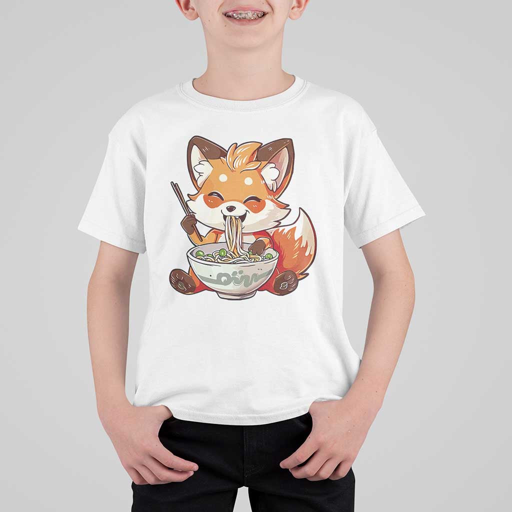 Kawaii Fox Ramen Japanese T Shirt For Kid Japanese Anime Otaku Manga Cute Graphic - Wonder Print Shop
