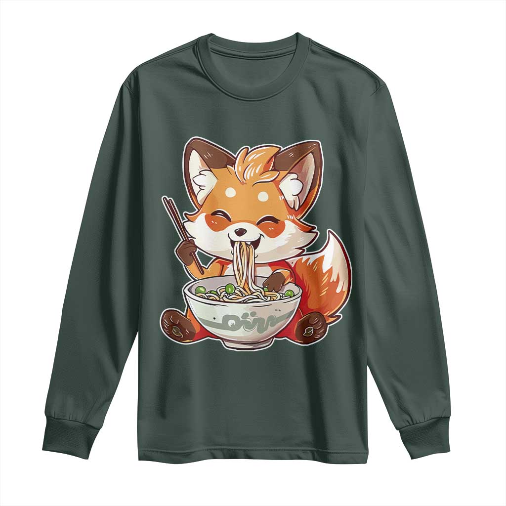 Kawaii Fox Ramen Japanese Long Sleeve Shirt Japanese Anime Otaku Manga Cute Graphic