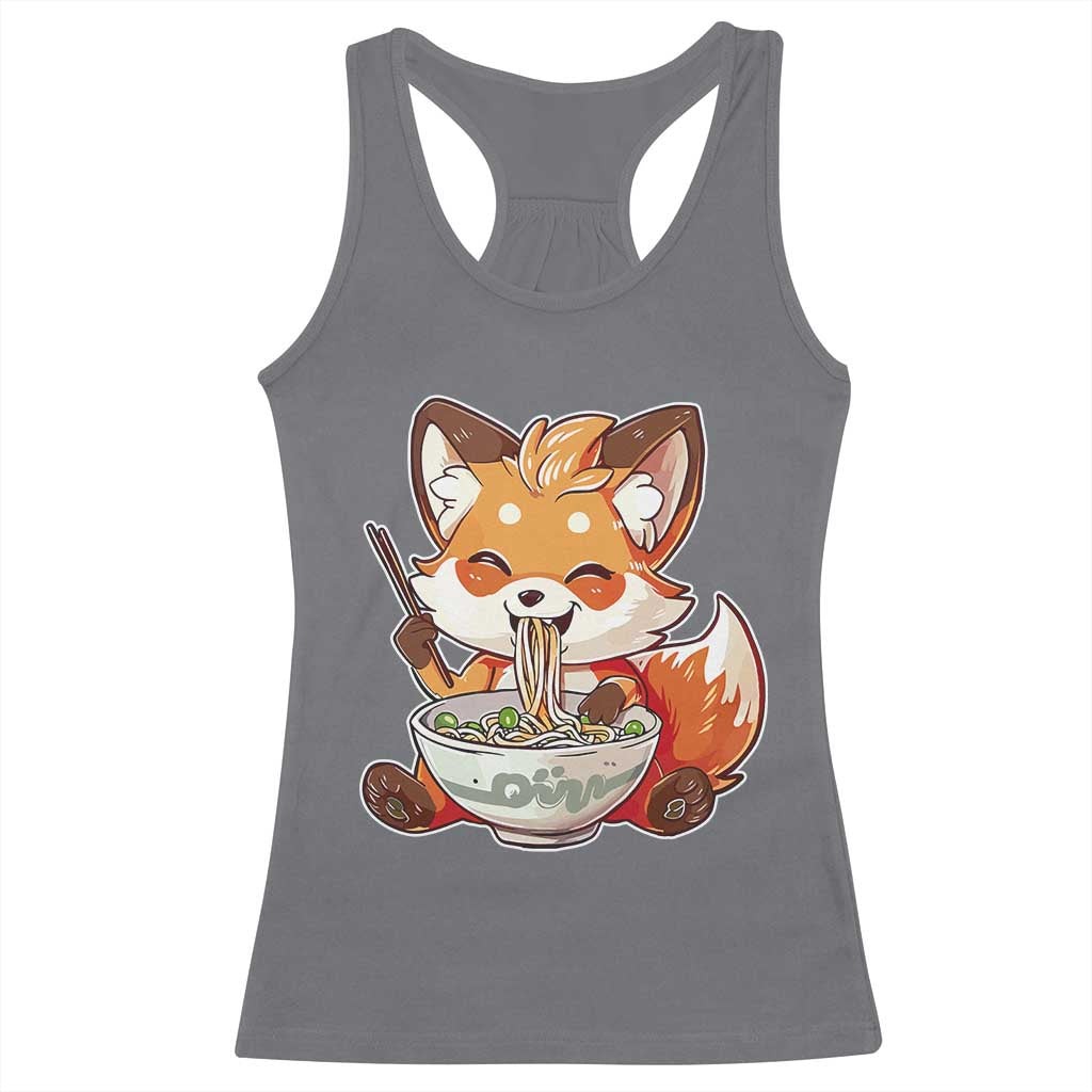 Kawaii Fox Ramen Japanese Racerback Tank Top Japanese Anime Otaku Manga Cute Graphic