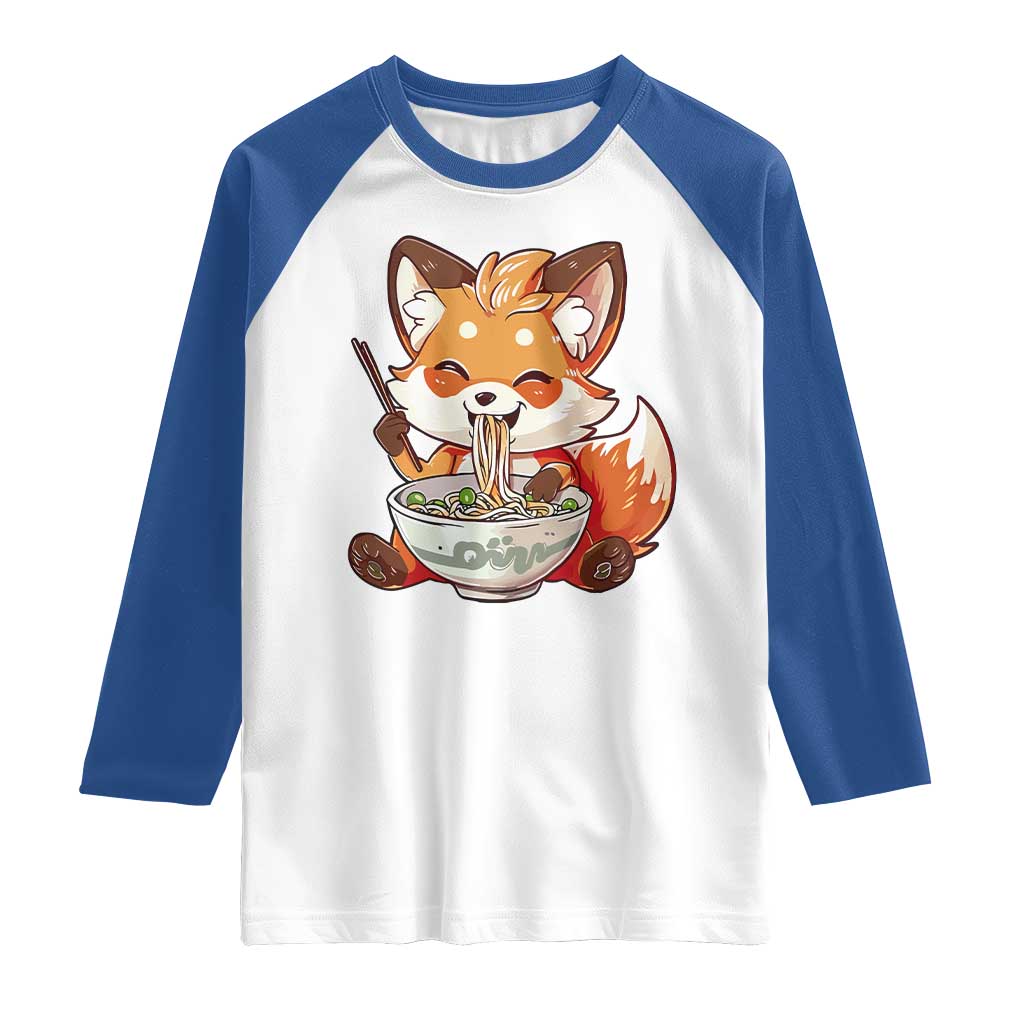 Kawaii Fox Ramen Japanese Raglan Shirt Japanese Anime Otaku Manga Cute Graphic