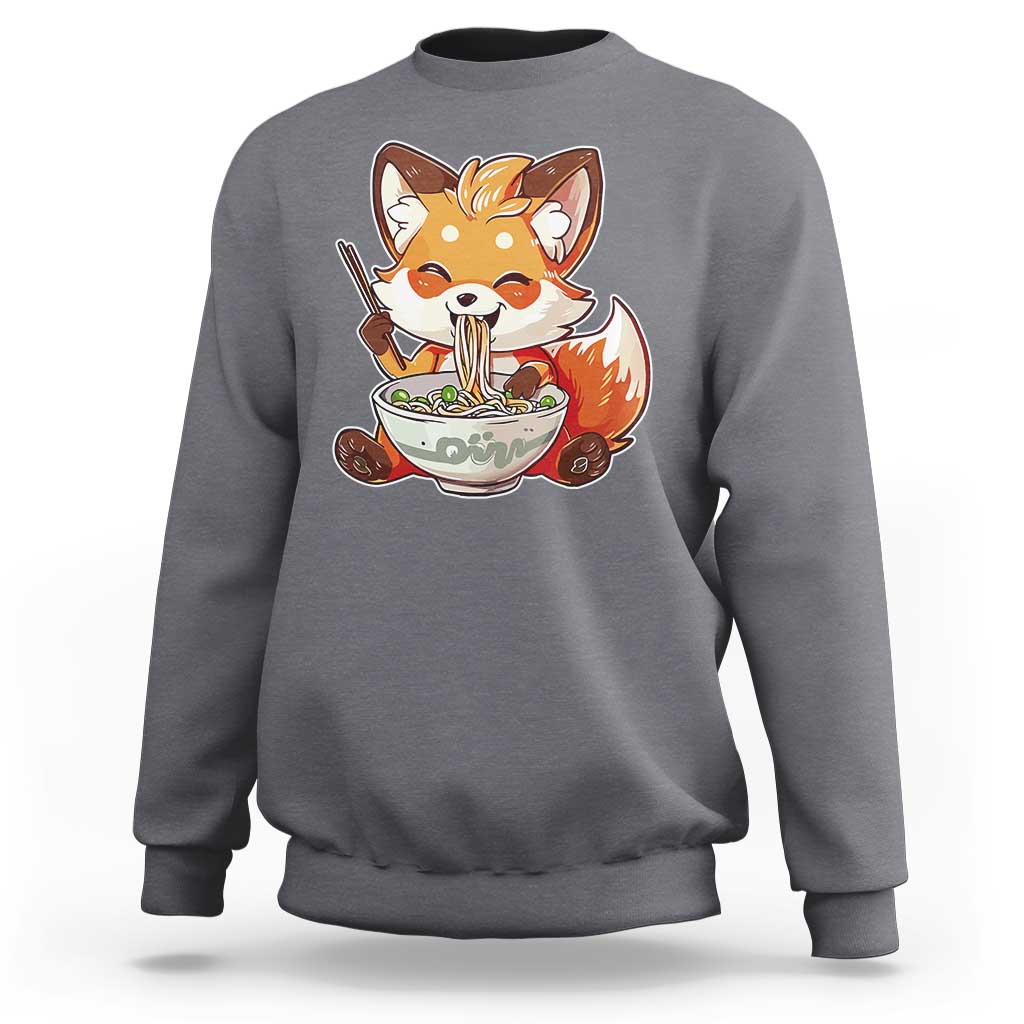 Kawaii Fox Ramen Japanese Sweatshirt Japanese Anime Otaku Manga Cute Graphic - Wonder Print Shop