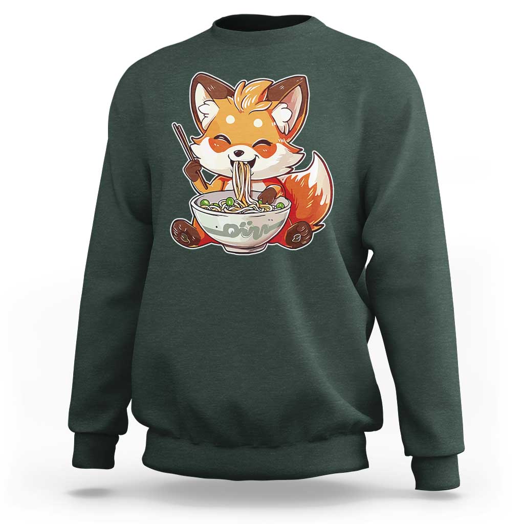 Kawaii Fox Ramen Japanese Sweatshirt Japanese Anime Otaku Manga Cute Graphic - Wonder Print Shop