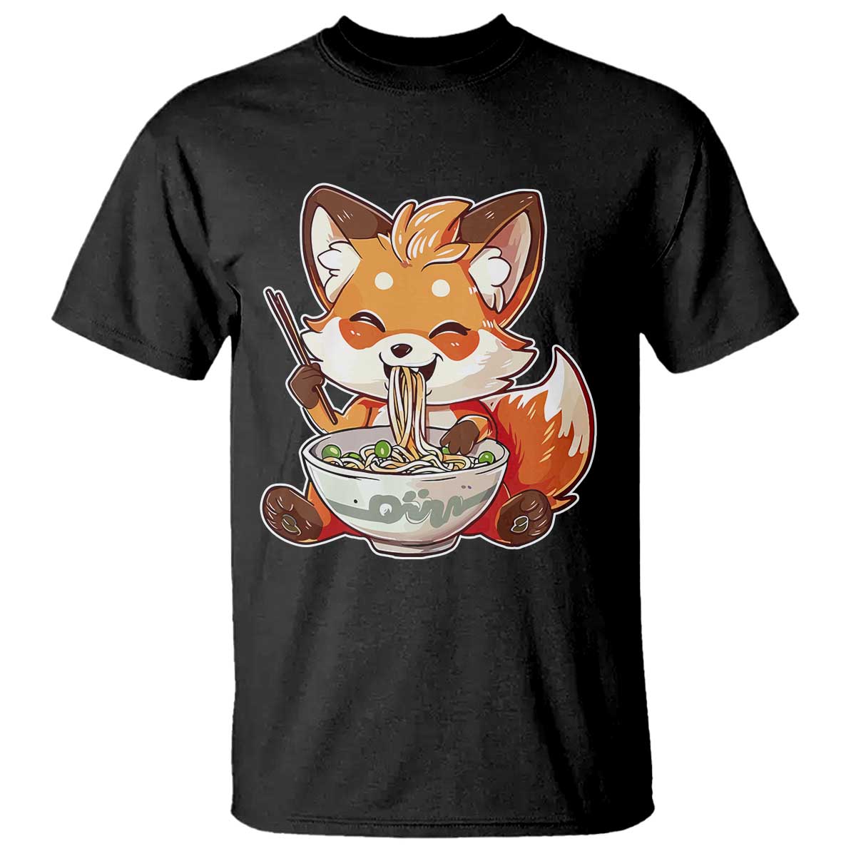 Kawaii Fox Ramen Japanese T Shirt Japanese Anime Otaku Manga Cute Graphic - Wonder Print Shop