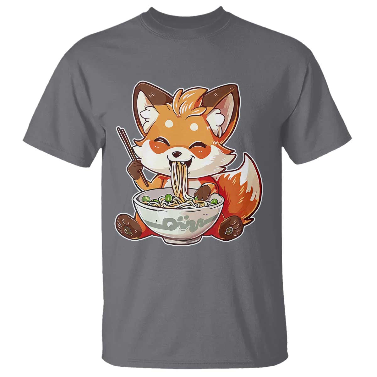 Kawaii Fox Ramen Japanese T Shirt Japanese Anime Otaku Manga Cute Graphic - Wonder Print Shop