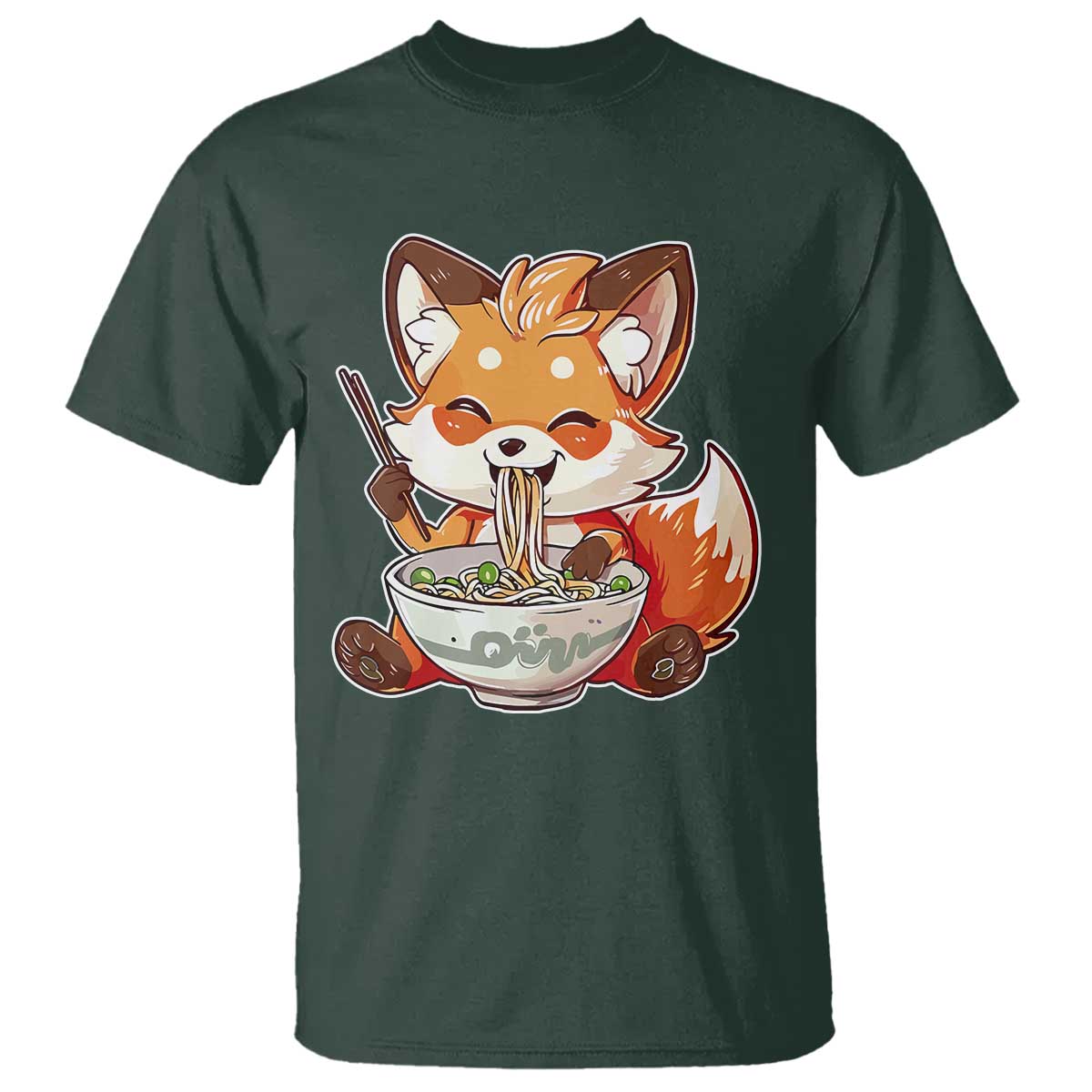 Kawaii Fox Ramen Japanese T Shirt Japanese Anime Otaku Manga Cute Graphic - Wonder Print Shop