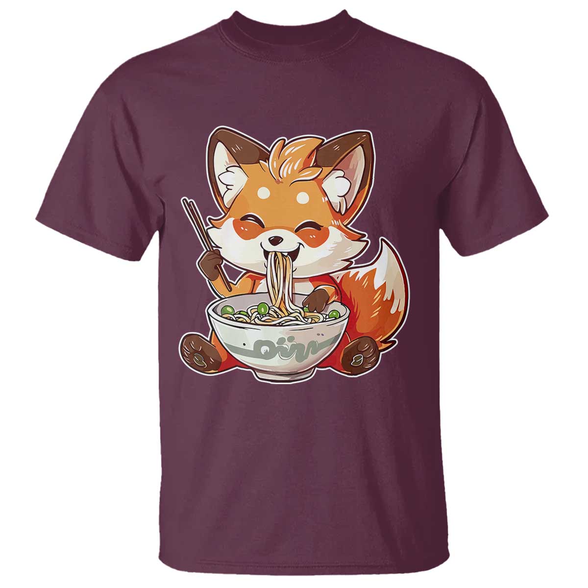 Kawaii Fox Ramen Japanese T Shirt Japanese Anime Otaku Manga Cute Graphic - Wonder Print Shop