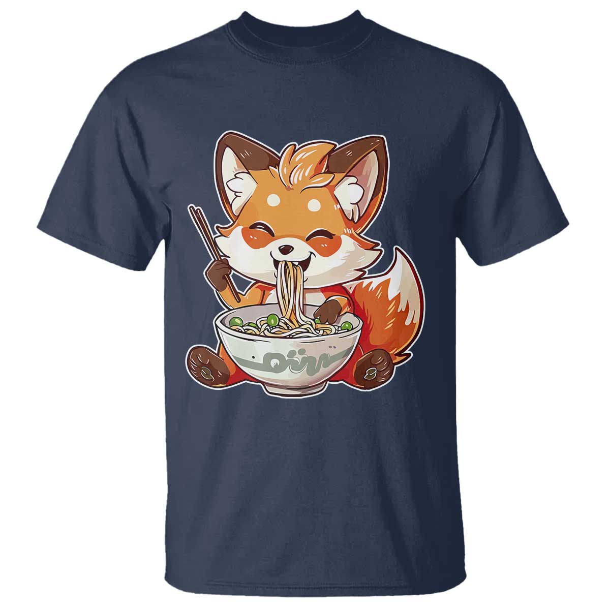 Kawaii Fox Ramen Japanese T Shirt Japanese Anime Otaku Manga Cute Graphic - Wonder Print Shop
