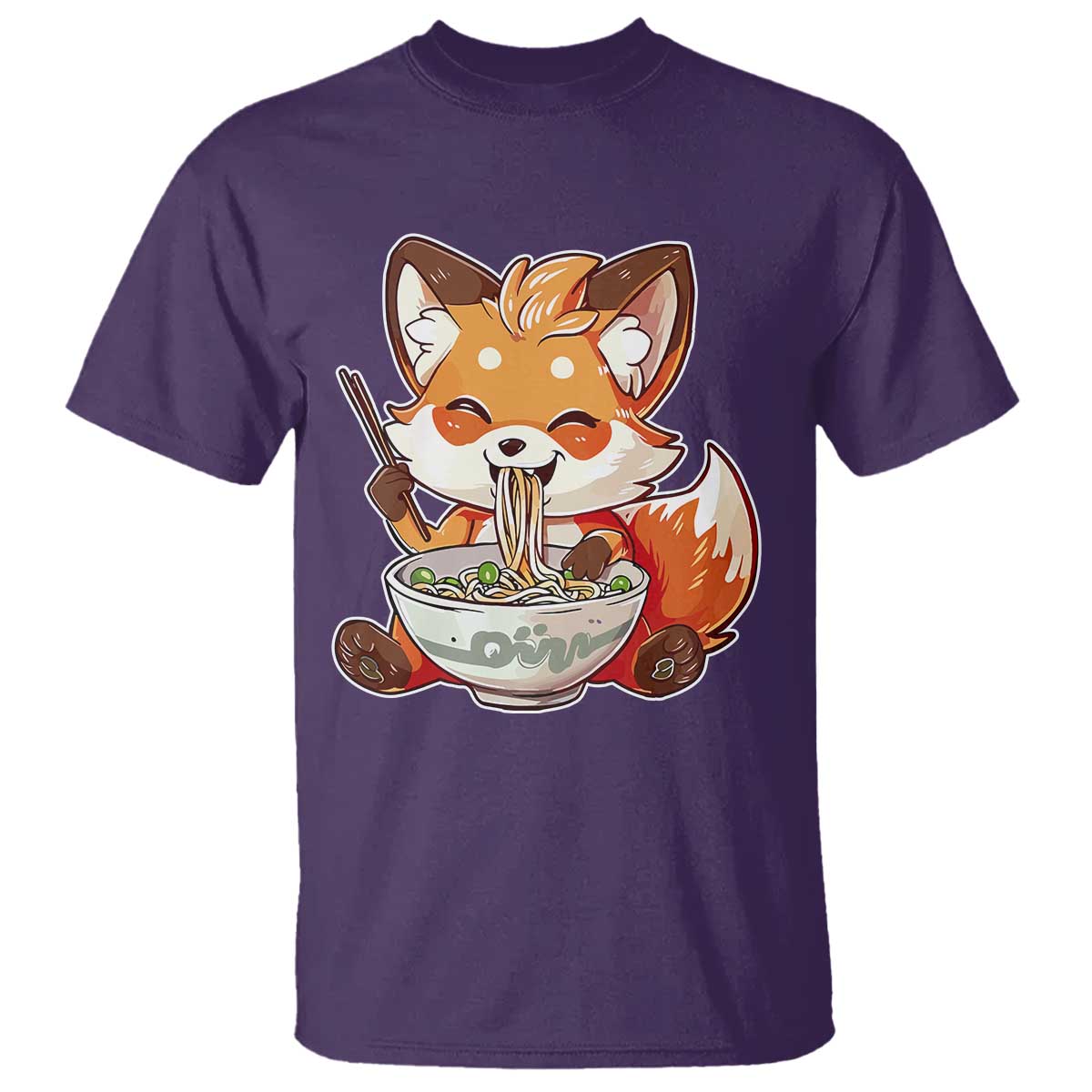 Kawaii Fox Ramen Japanese T Shirt Japanese Anime Otaku Manga Cute Graphic - Wonder Print Shop