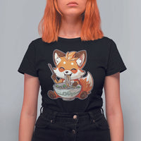 Kawaii Fox Ramen Japanese T Shirt For Women Japanese Anime Otaku Manga Cute Graphic - Wonder Print Shop