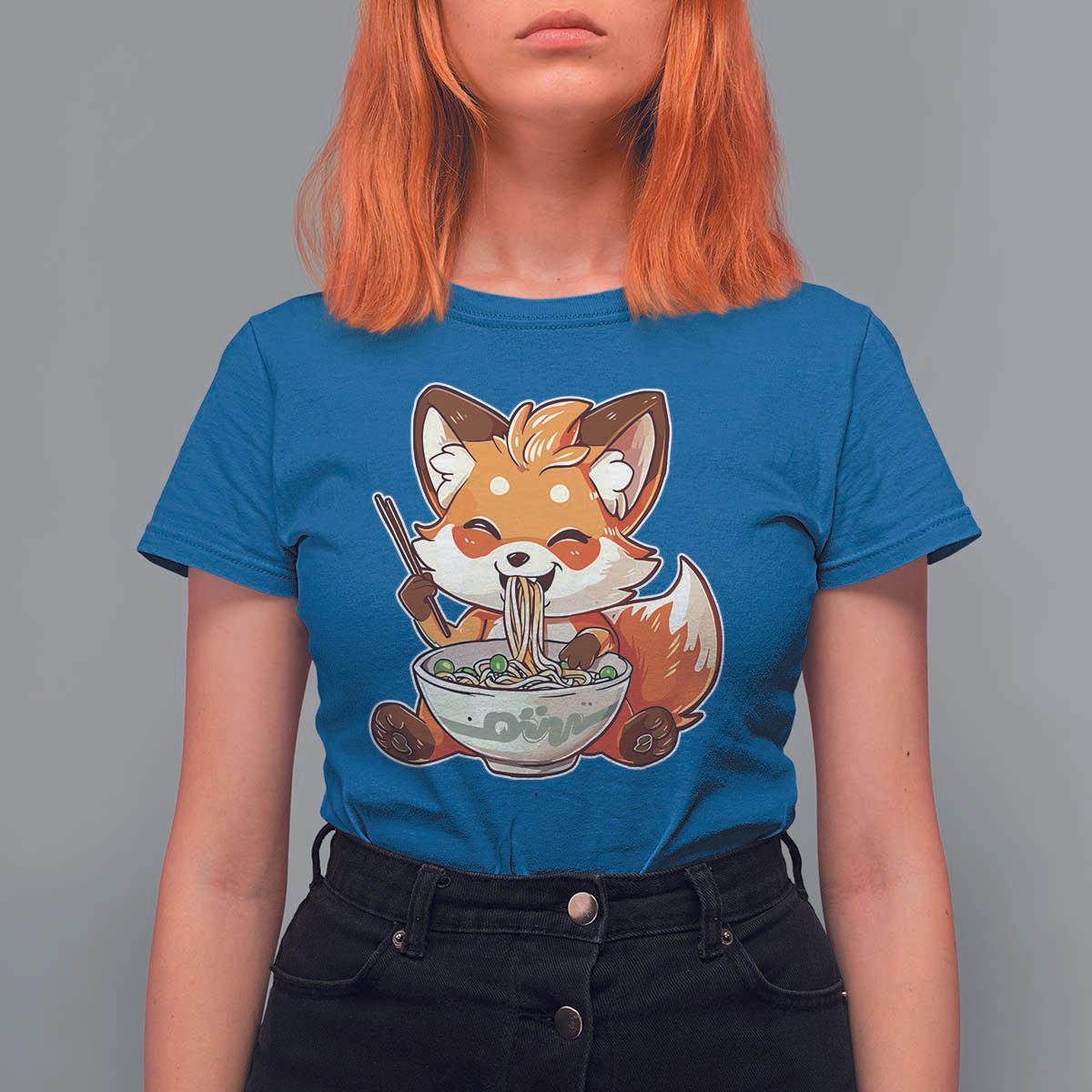 Kawaii Fox Ramen Japanese T Shirt For Women Japanese Anime Otaku Manga Cute Graphic - Wonder Print Shop