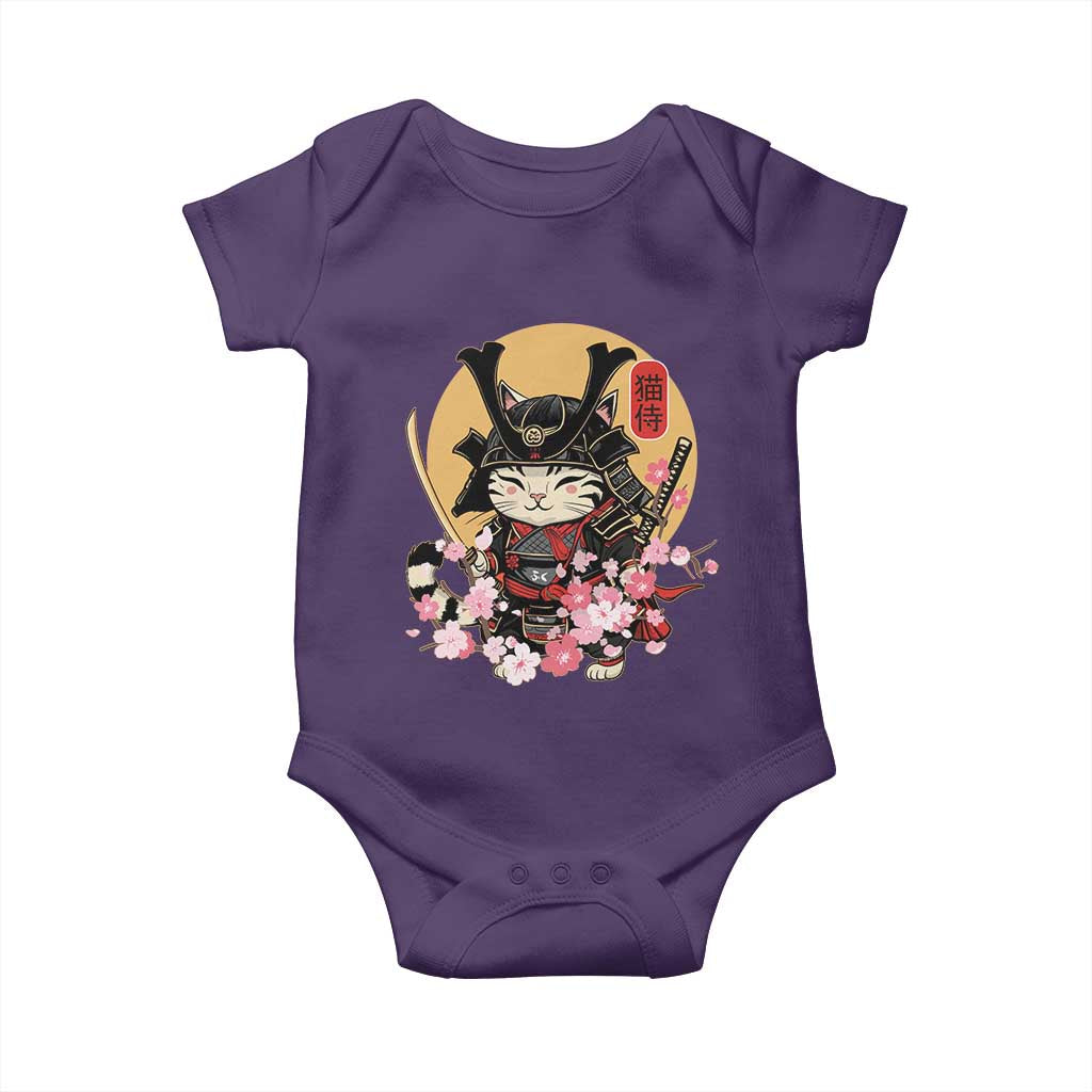 Japanese Samurai Cat Baby Onesie Ancient Ninja Kitten Warrior Tattoo Kawaii Otaku Retro