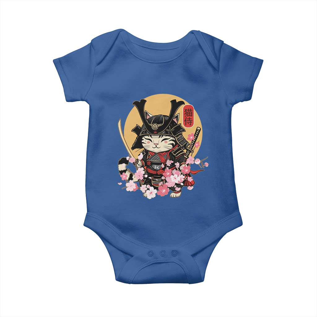 Japanese Samurai Cat Baby Onesie Ancient Ninja Kitten Warrior Tattoo Kawaii Otaku Retro