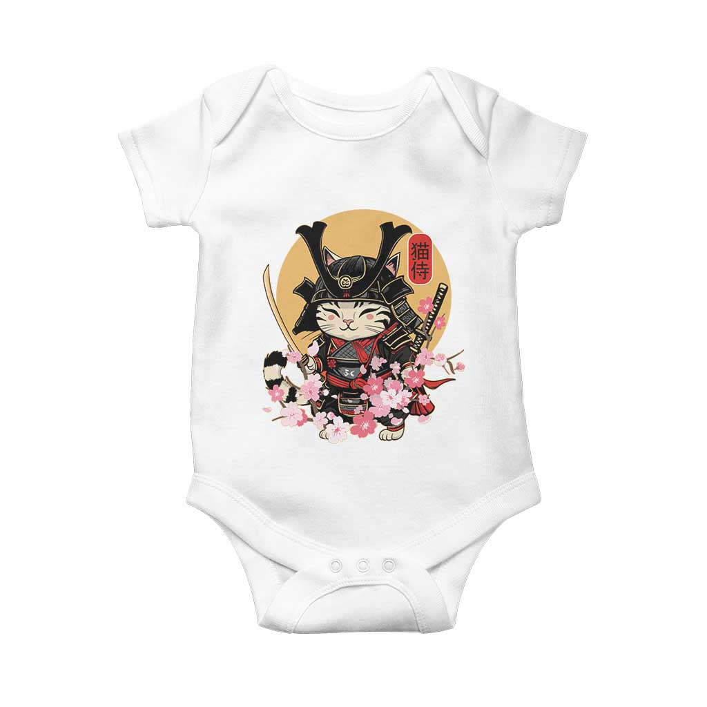 Japanese Samurai Cat Baby Onesie Ancient Ninja Kitten Warrior Tattoo Kawaii Otaku Retro