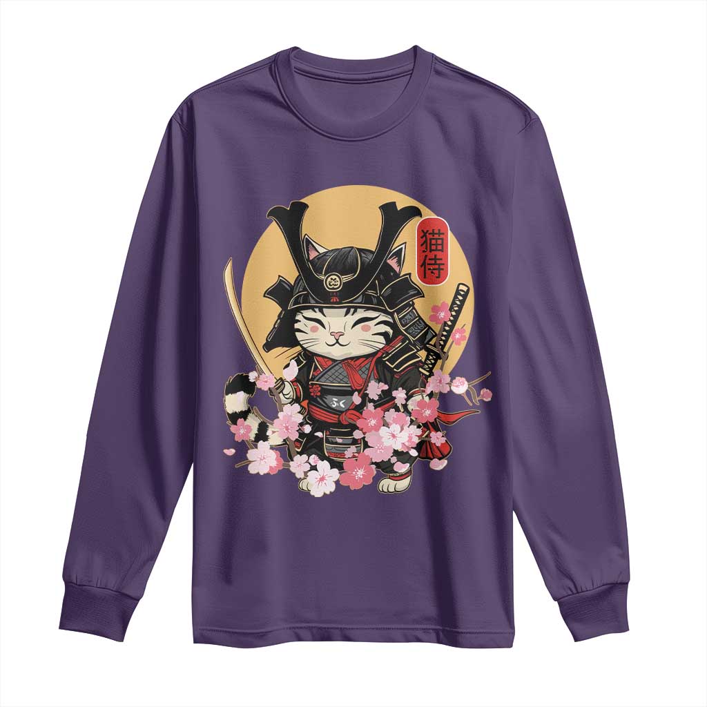Japanese Samurai Cat Long Sleeve Shirt Ancient Ninja Kitten Warrior Tattoo Kawaii Otaku Retro