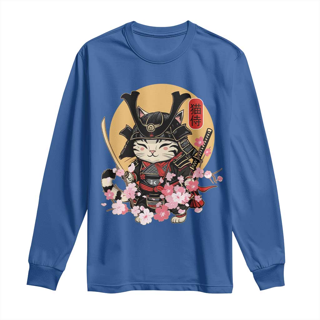 Japanese Samurai Cat Long Sleeve Shirt Ancient Ninja Kitten Warrior Tattoo Kawaii Otaku Retro