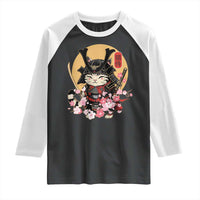 Japanese Samurai Cat Raglan Shirt Ancient Ninja Kitten Warrior Tattoo Kawaii Otaku Retro