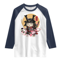 Japanese Samurai Cat Raglan Shirt Ancient Ninja Kitten Warrior Tattoo Kawaii Otaku Retro