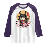 Japanese Samurai Cat Raglan Shirt Ancient Ninja Kitten Warrior Tattoo Kawaii Otaku Retro