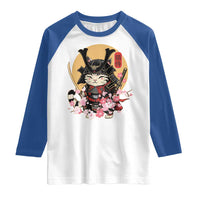 Japanese Samurai Cat Raglan Shirt Ancient Ninja Kitten Warrior Tattoo Kawaii Otaku Retro
